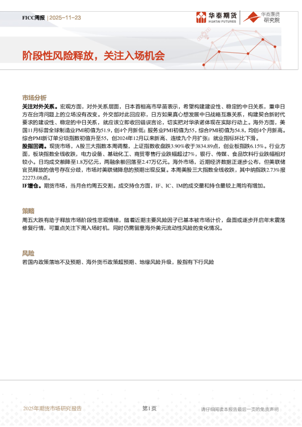 FICC周报：阶段性风险释放，关注入场机会