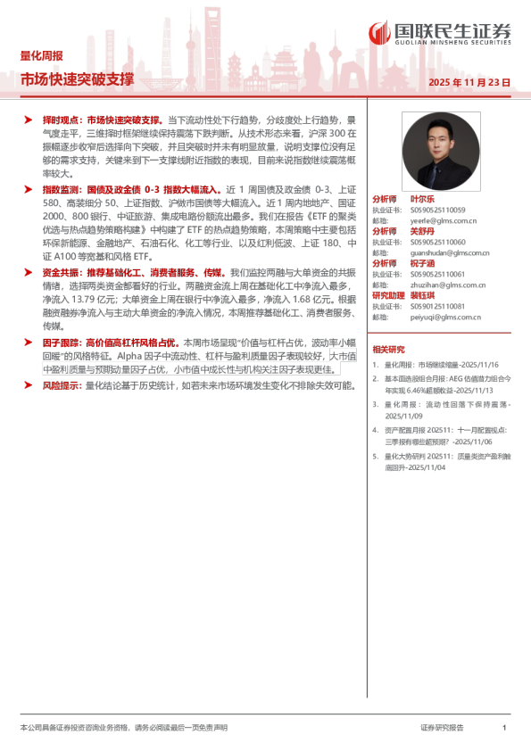 量化周报：市场快速突破支撑