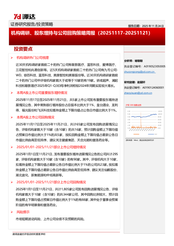 机构调研、股东增持与公司回购策略周报