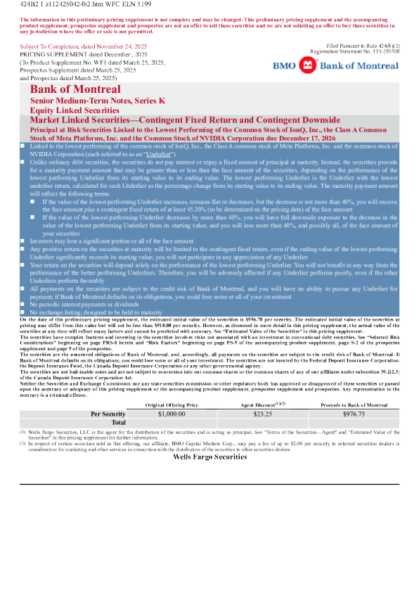 蒙特利尔银行美股招股说明书(2025-11-24版)
