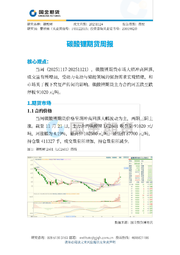 碳酸锂期货周报