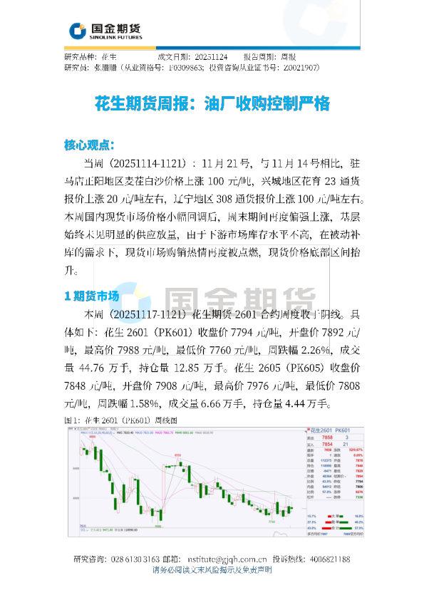 花生期货周报：油厂收购控制严格
