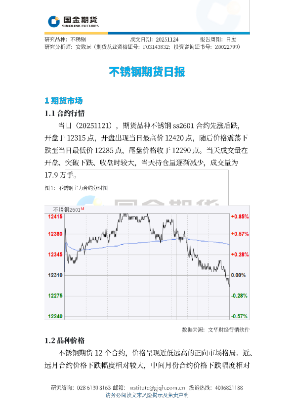 不锈钢期货日报