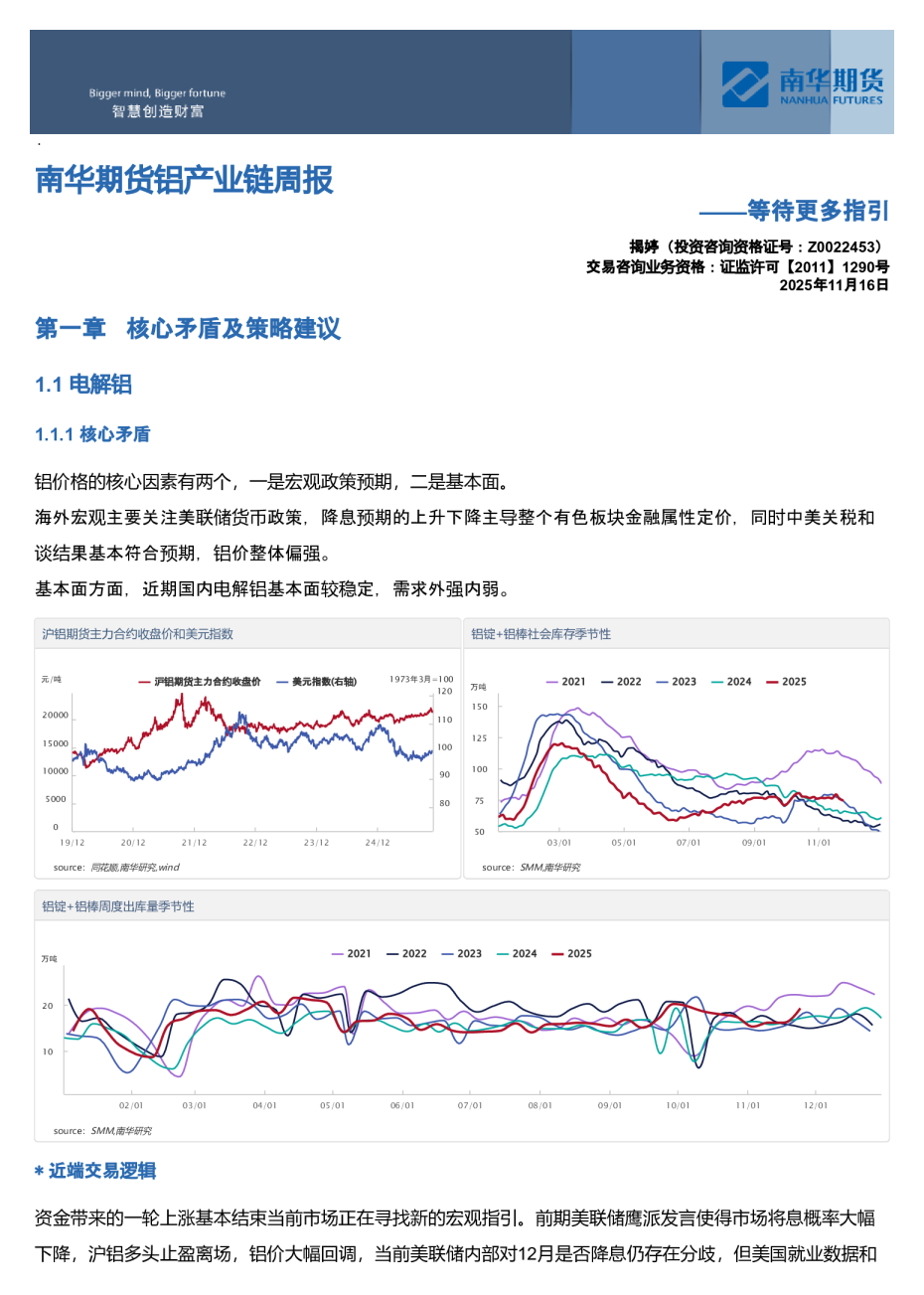 南华铝产业链周报:等待更多指引20251125