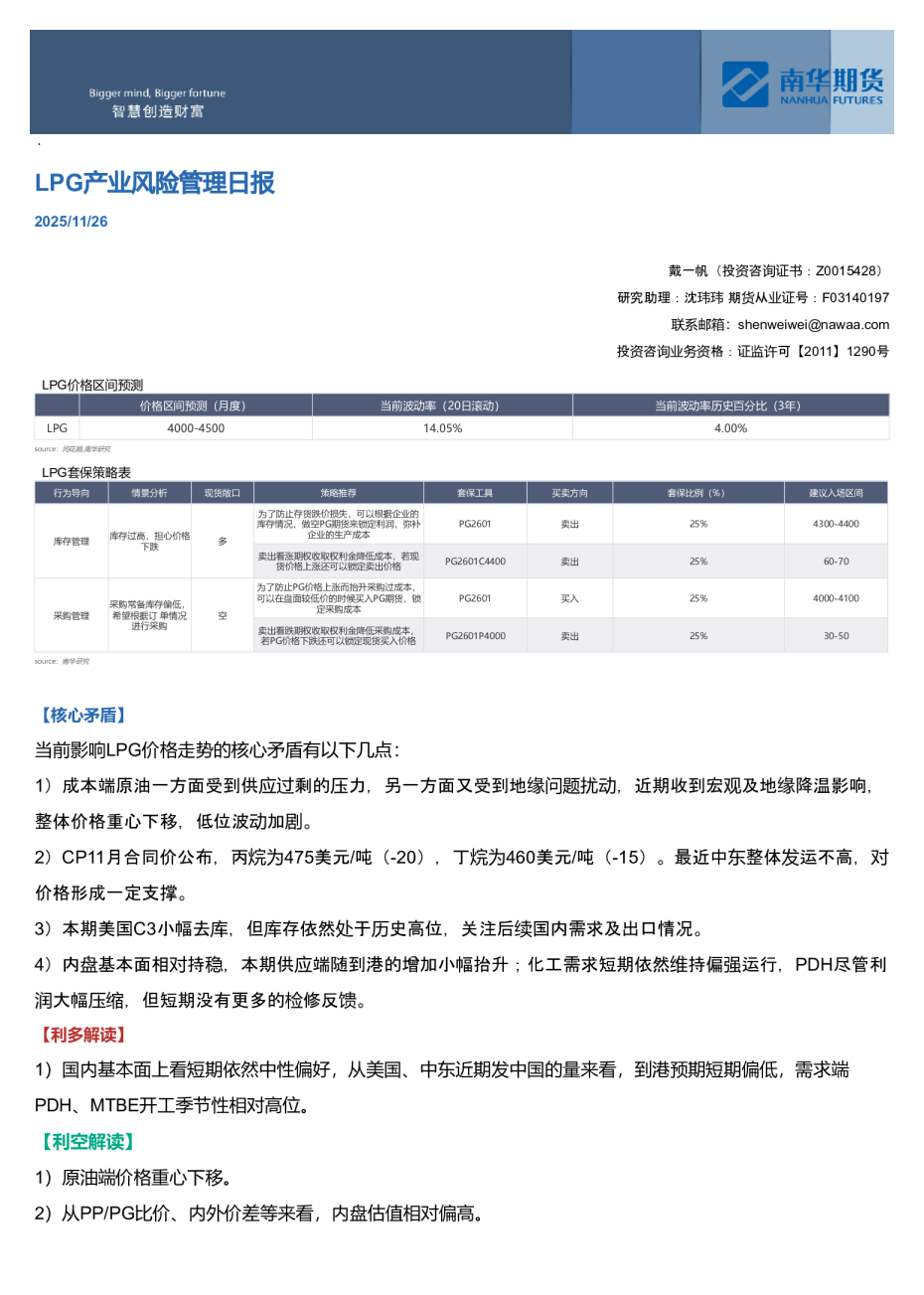 LPG产业风险管理日报