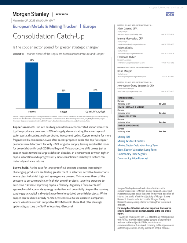 欧洲金属与矿业追踪：整合情况更新——铜行业是否即将迎来更大的战略变革？