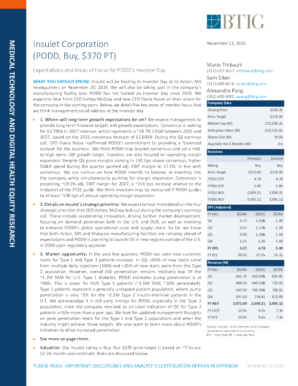 PODD投资者日的期望和关注领域