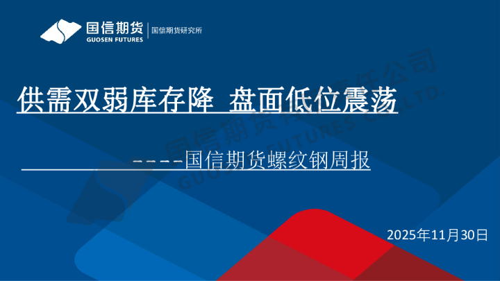 螺纹钢周报：供需双弱库存降 盘面低位震荡
