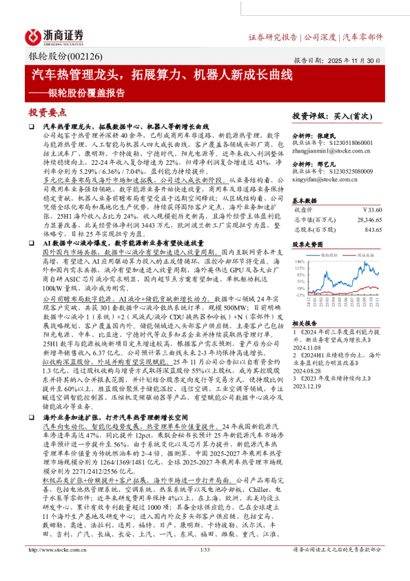 汽车热管理龙头,拓展算力、机器人新成长曲线-覆盖报告