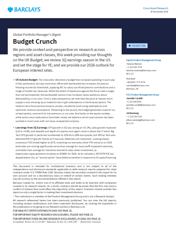 全球投资组合经理摘要：预算紧缩