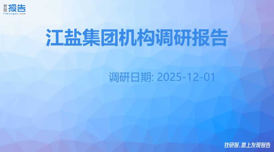 江盐集团机构调研纪要