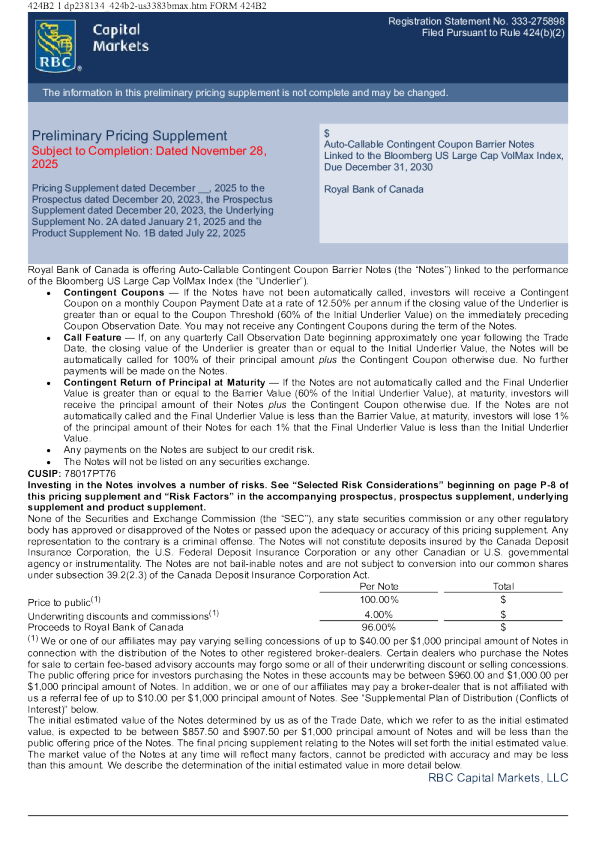 加拿大皇家银行美股招股说明书(2025-12-01版)