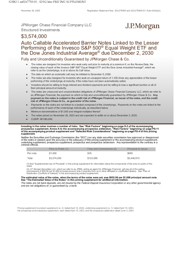 摩根大通美股招股说明书(2025-12-01版)