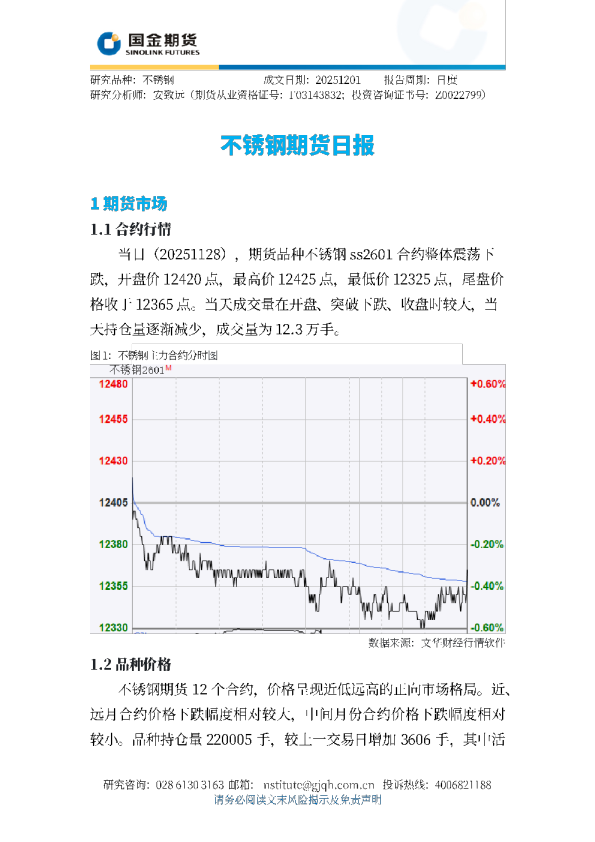 不锈钢期货日报