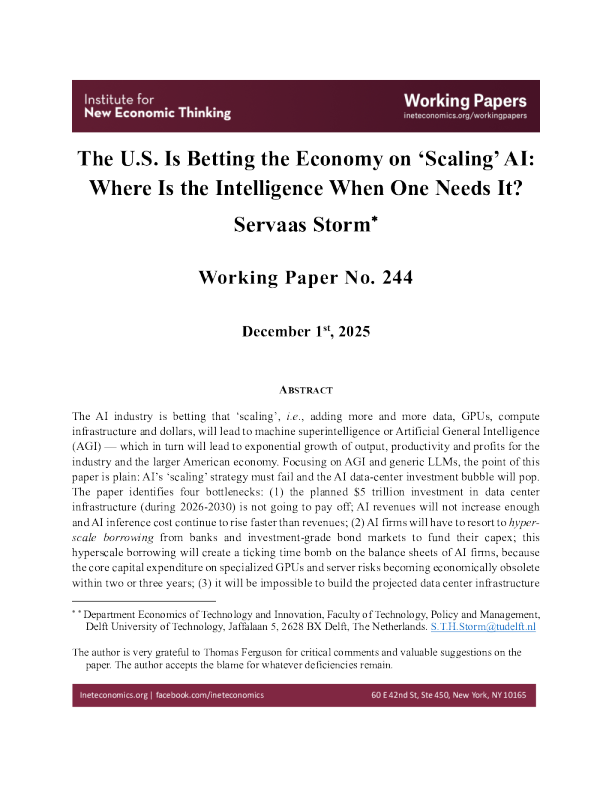 美国正将经济押注于“扩展”人工智能：当人们需要时，智能在哪里？（英）