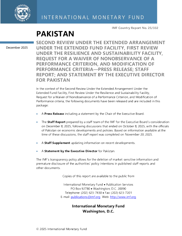 巴基斯坦：根据扩展基金机制下的扩展安排进行第二次审查，根据弹性和可持续性机制进行第一次审查，请求放弃不遵守绩效标准，以及修改绩效标准新闻稿（英）