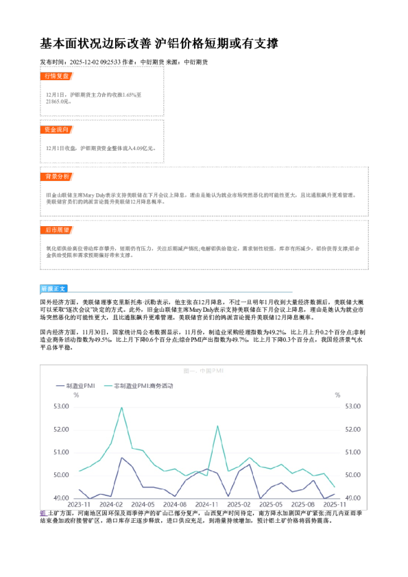 基本面状况边际改善 沪铝价格短期或有支撑