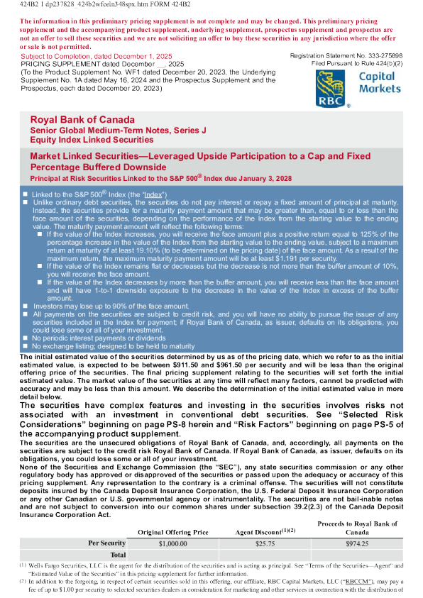 加拿大皇家银行美股招股说明书(2025-12-02版)