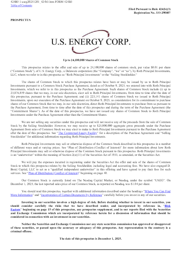 美国能源美股招股说明书(2025-12-02版)