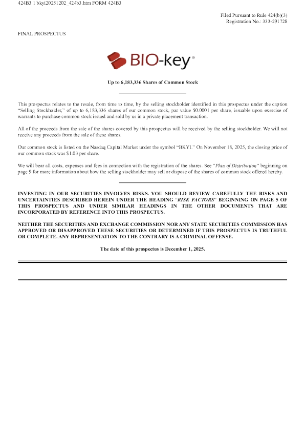 生物钥匙国际美股招股说明书(2025-12-02版)