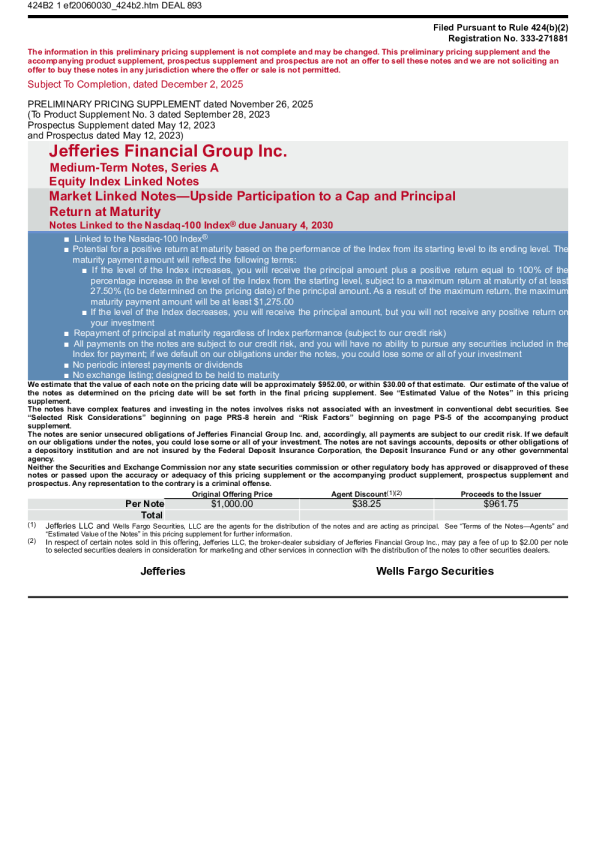 杰弗里斯金融集团股份有限公司美国存托凭证招股说明书(2025-12-02版)