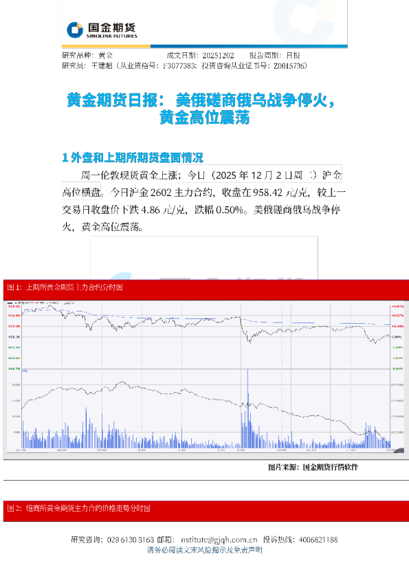 黄金期货日报：美俄磋商俄乌战争停火，黄金高位震荡