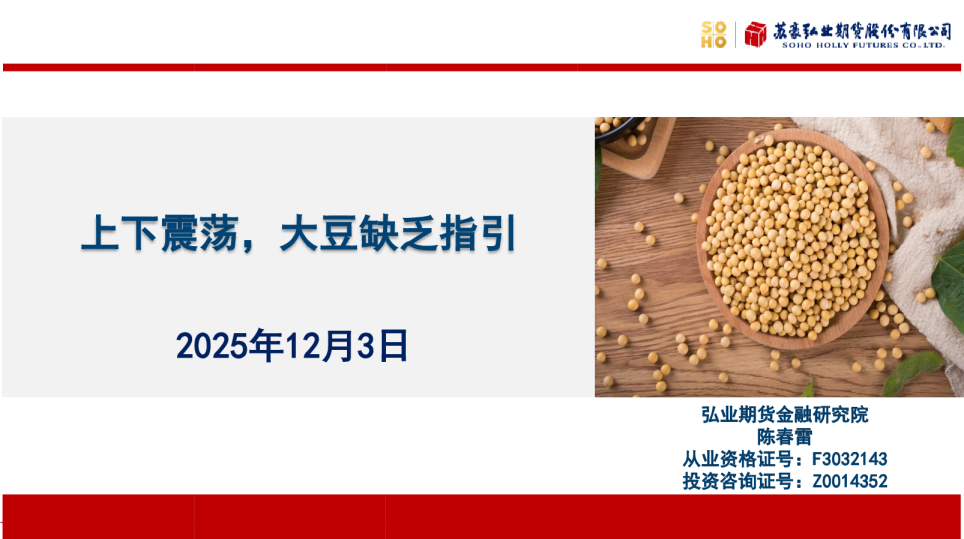 上下震荡，大豆缺乏指引