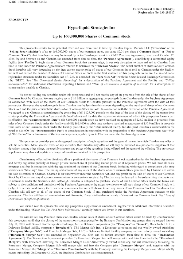 Hyperliquid Strategies Inc美股招股说明书(2025-12-03版)