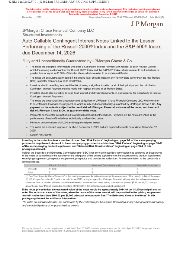 摩根大通美股招股说明书(2025-12-03版)