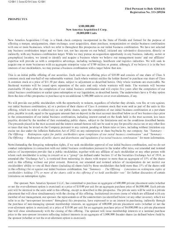 New America Acquisition I Corp-A美股招股说明书(2025-12-04版)