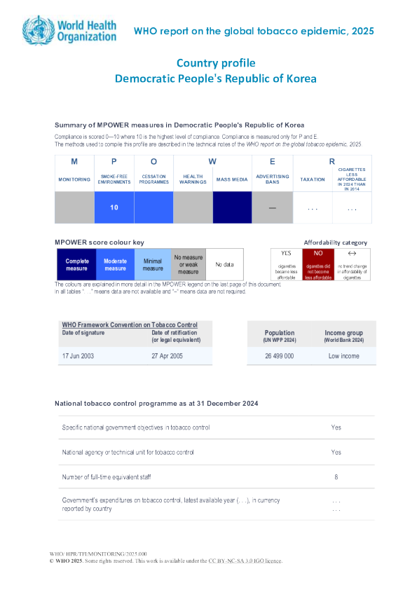 烟草2025韩国（朝鲜民主主义人民共和国）国家概况