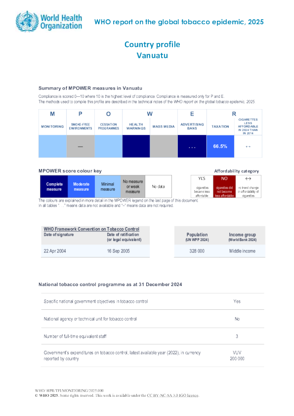 烟草2025瓦努阿图国家概况