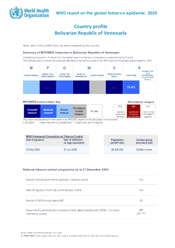 烟草2025委内瑞拉玻利瓦尔共和国国家概况