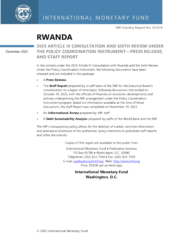 卢旺达：2025年政策协调工具下的第四条协商和第六次审查新闻稿；员工报告