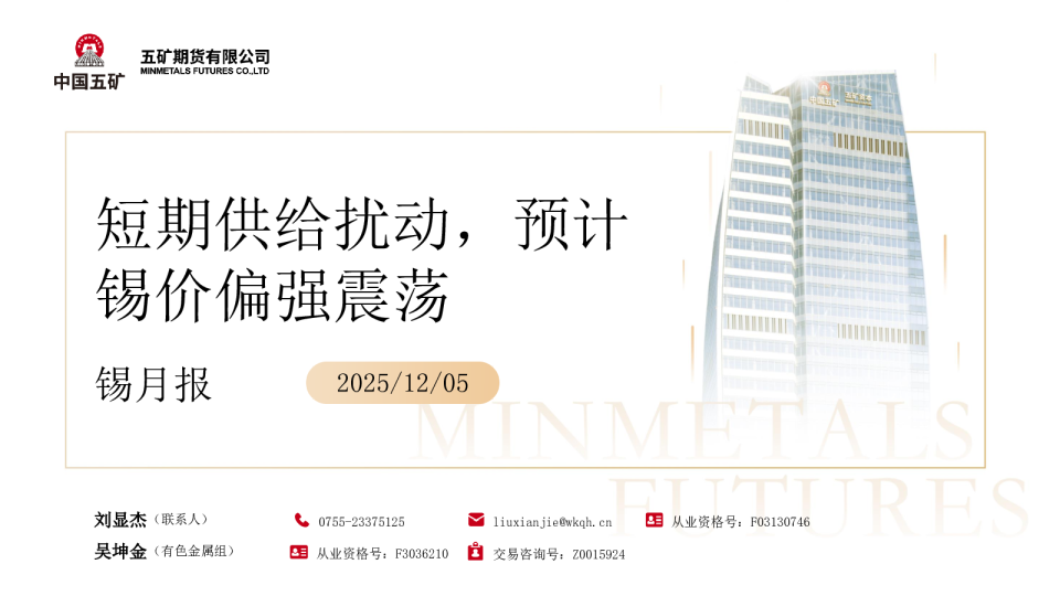 锡月报：短期供给扰动，预计锡价偏强震荡