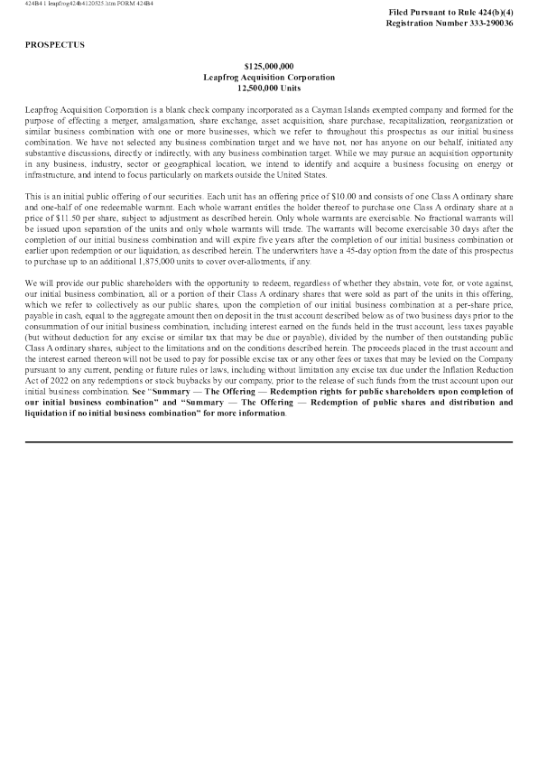 Leapfrog Acquisition Corp-A美股招股说明书(2025-12-05版)