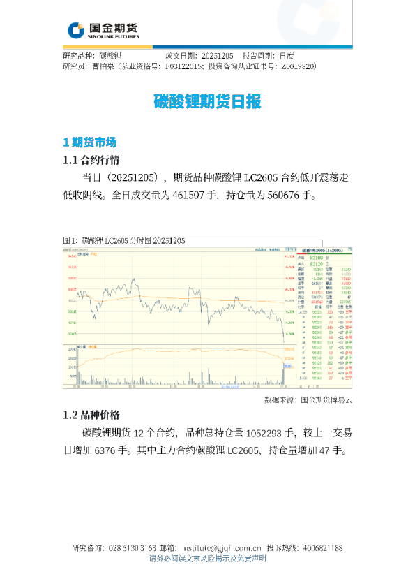 碳酸锂期货日报