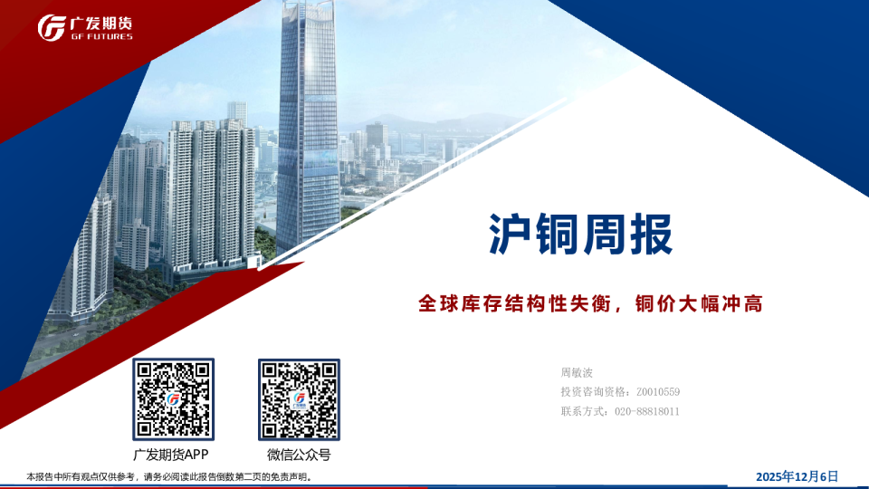 沪铜周报：全球库存结构性失衡，铜价大幅冲高