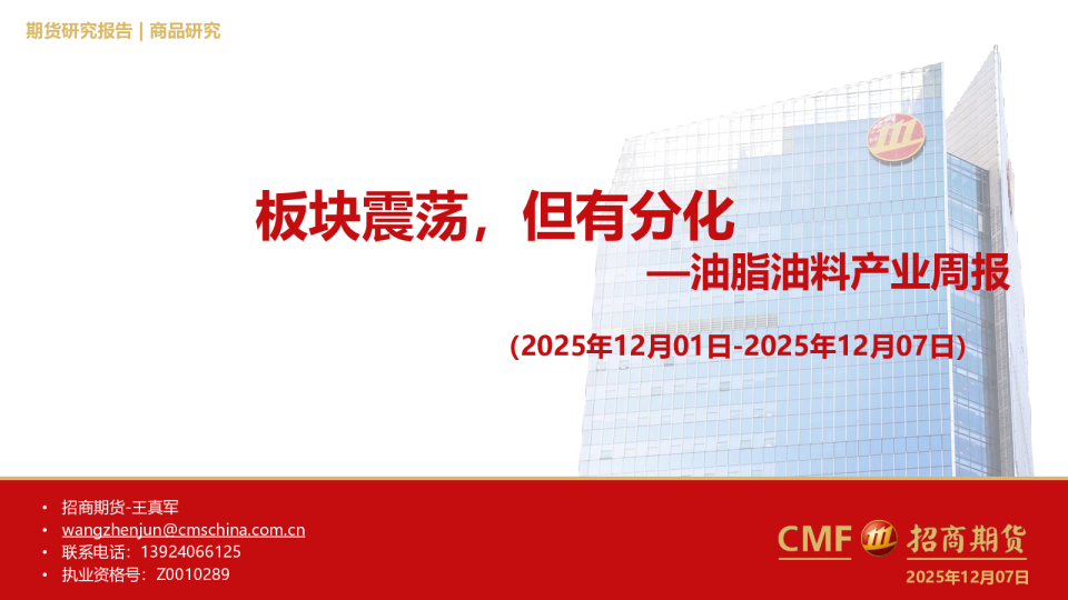 油脂油料产业周报:板块震荡,但有分化