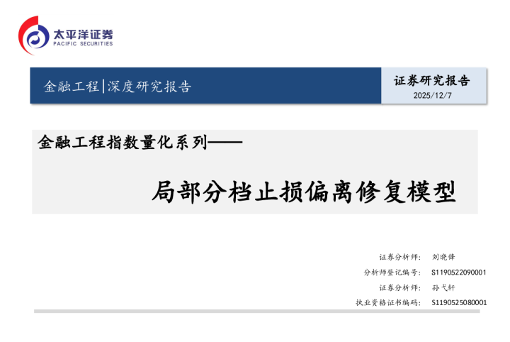金融工程指数量化系列:局部分档止损偏离修复模型