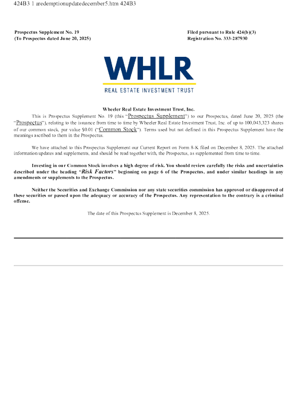 Wheeler Real Estate Investment Trust Inc美股招股说明书(2025-12-08版)