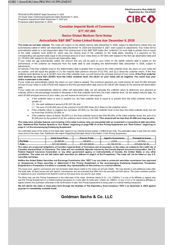加拿大帝国商业银行美股招股说明书(2025-12-08版)