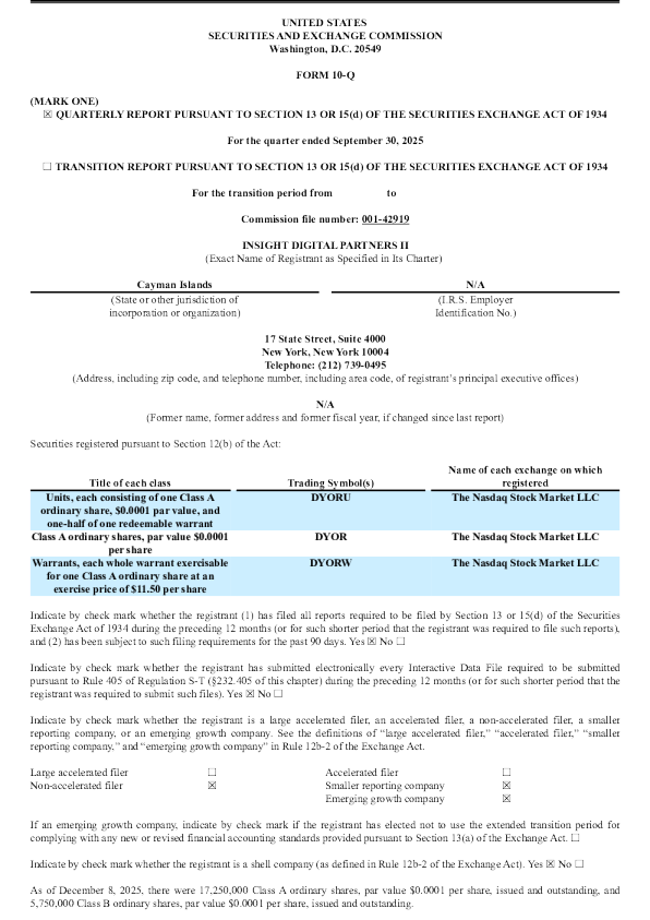 Insight Digital Partners II-A 2025年季度报告