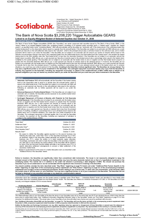 加拿大丰业银行美股招股说明书(2025-12-08版)