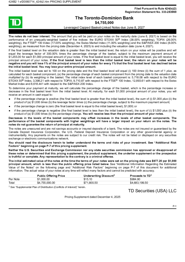 道明银行美股招股说明书(2025-12-08版)