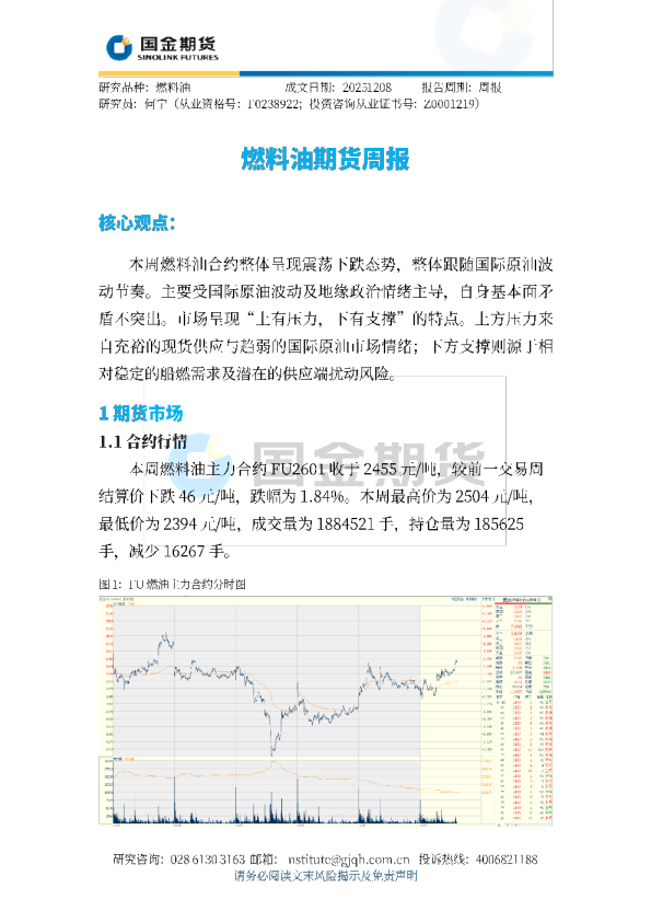 燃料油期货周报