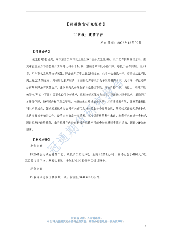 PP日报：震荡下行