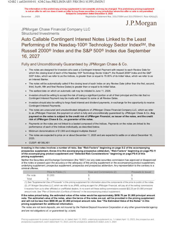 摩根大通美股招股说明书(2025-12-09版)