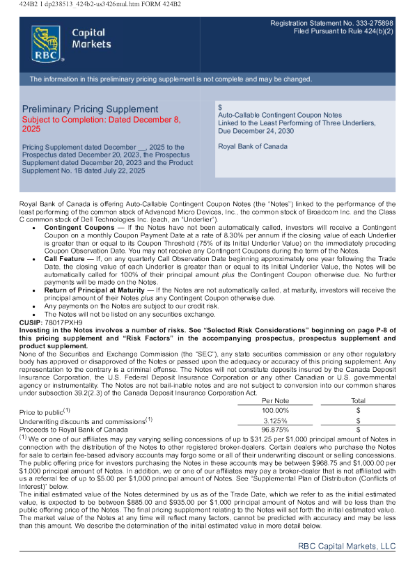 加拿大皇家银行美股招股说明书(2025-12-09版)
