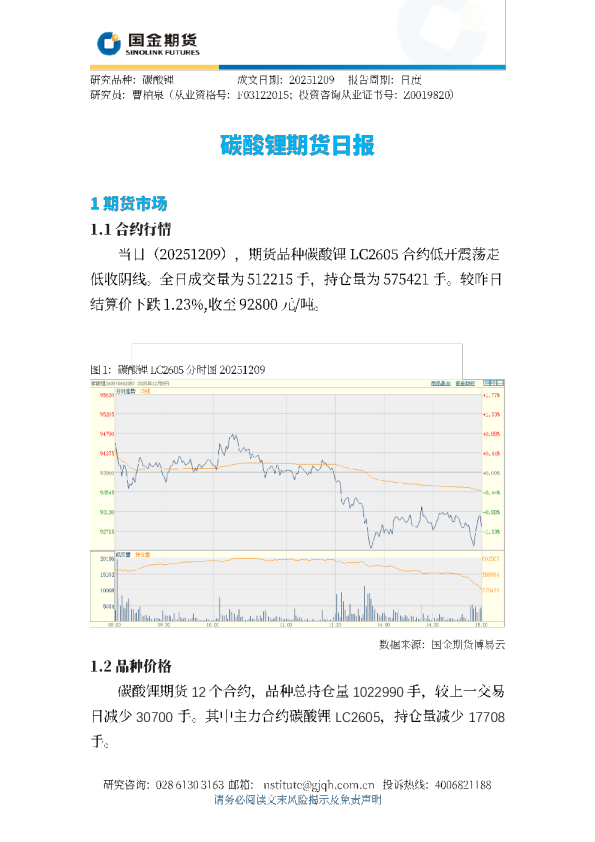 碳酸锂期货日报